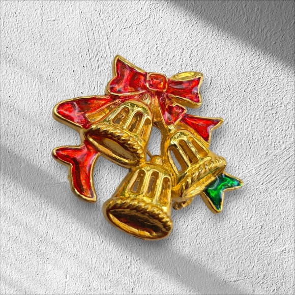 Vintage pin, brooch. Christmas bells. - Picture 5 of 8
